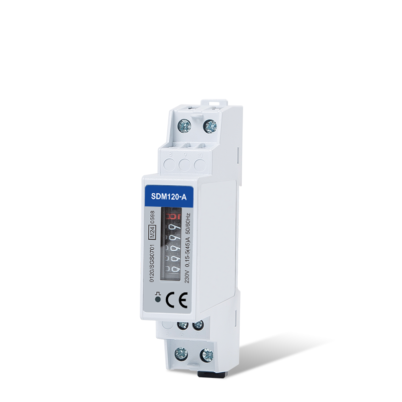 Einphasiger elektronischer kWh-Zähler mit Analoganzeige, DIN-Schiene und Impulsausgang