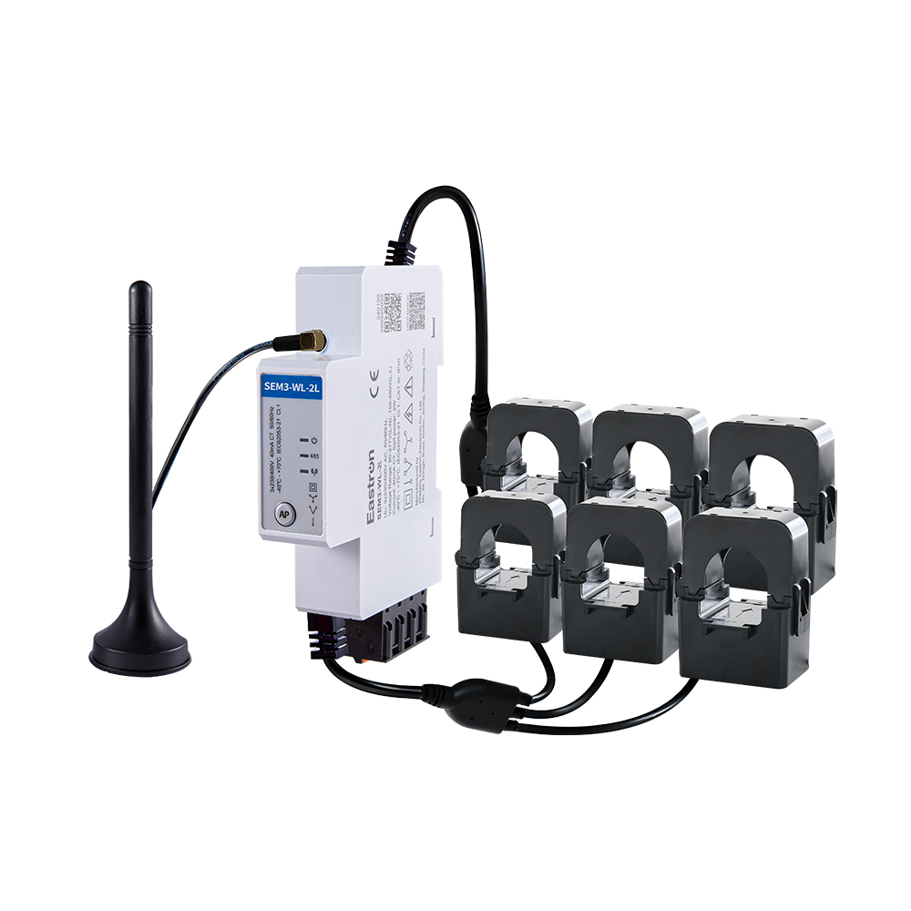 Zweikanaliger dreiphasiger WLAN-Energiezähler vom Typ CT mit DIN-Schiene für die PV-Messung