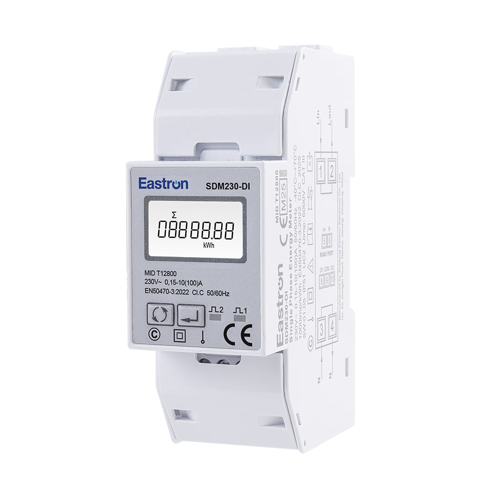 Digital Input RS485 Modbus Din Rail Single Phase MID Energy Meter 