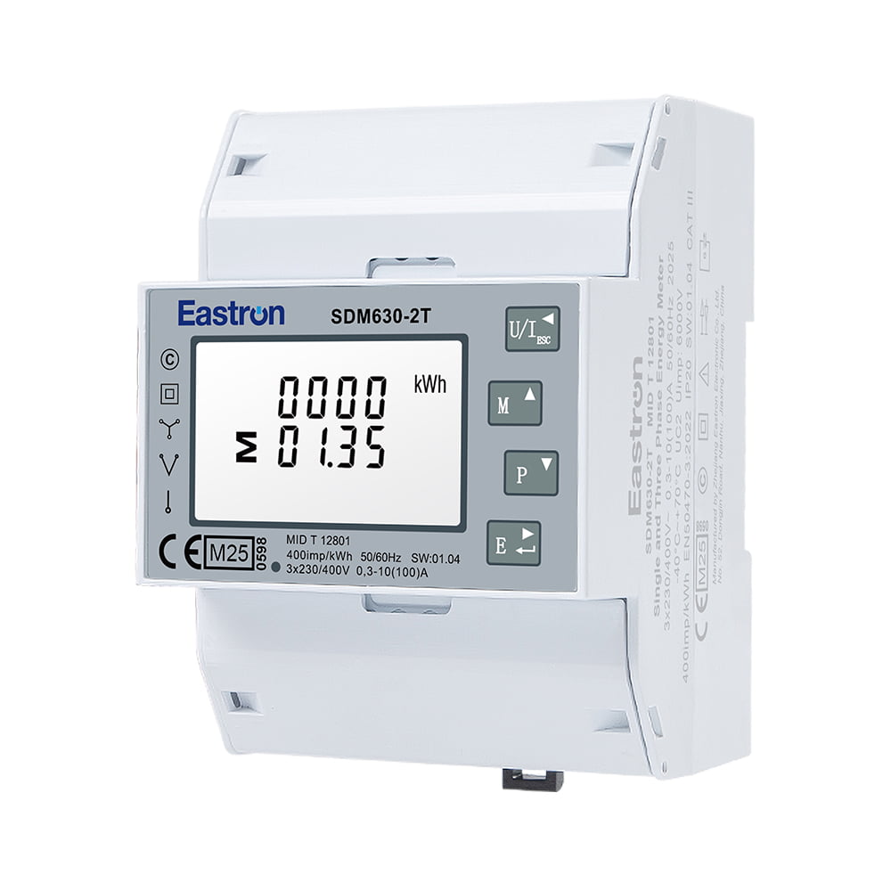 Dual Power Source RS485 Modbus Din Rail Three Phase UL Energy Meter