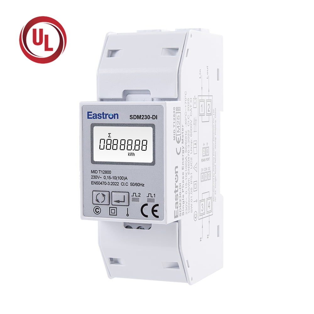 RS485 Modbus Digital Input Din Rail Single Phase UL Energy Meter